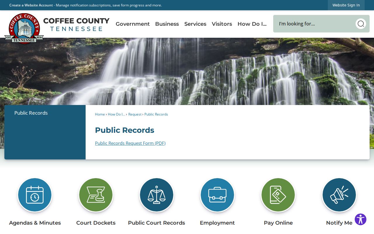 Coffee County arrest records public records request page