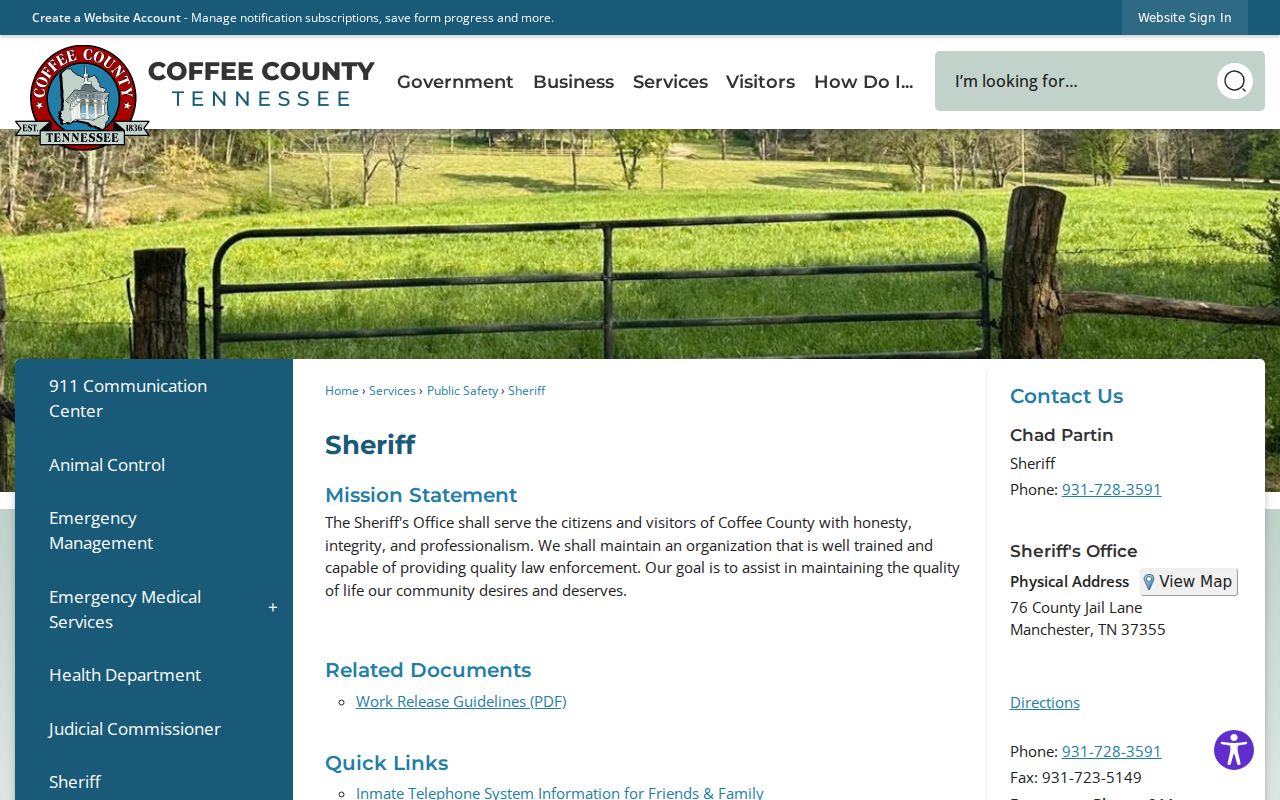 Coffee County arrest history Sheriff's Office page