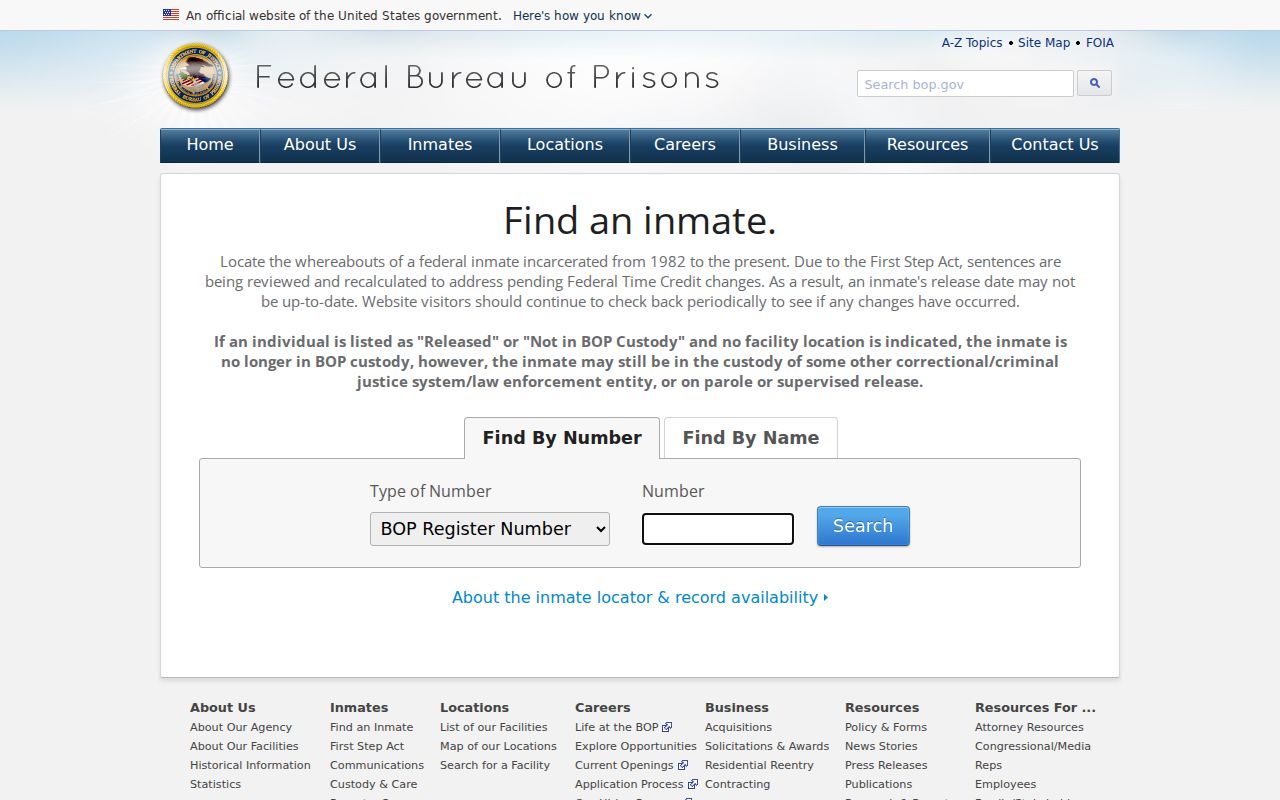 Coffee County criminal history federal inmate locator