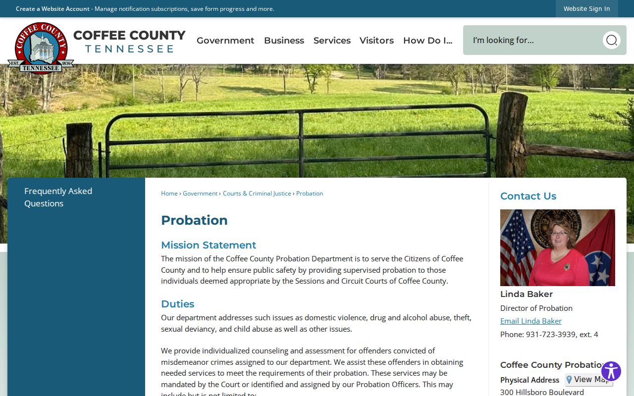 Coffee County criminal record probation office information